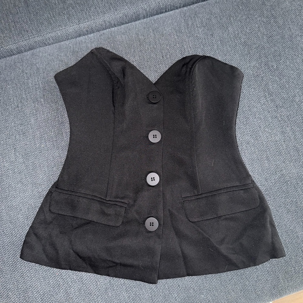 Showpo Strapless Black Button-Front Corset Top